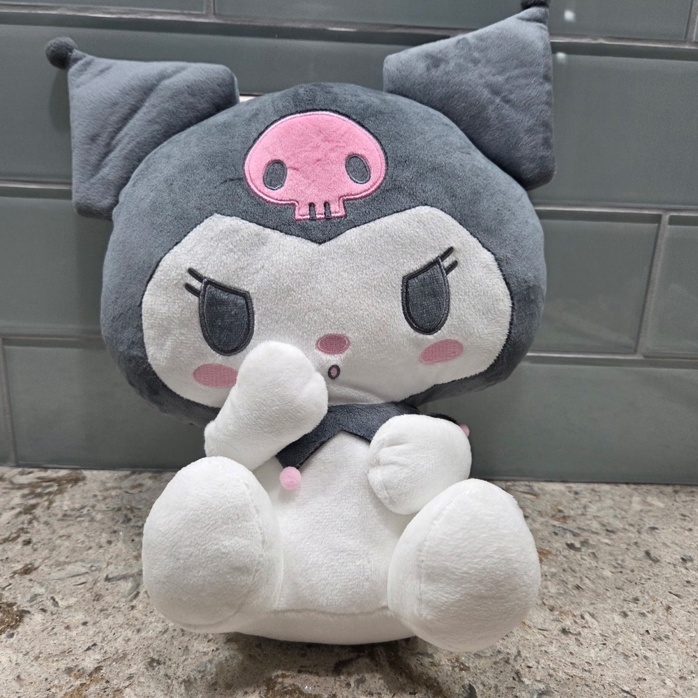 Sanrio Kuromi Plush Toy Stuffed Animal Gray White Pink Skull‎ Cute Kawaii
